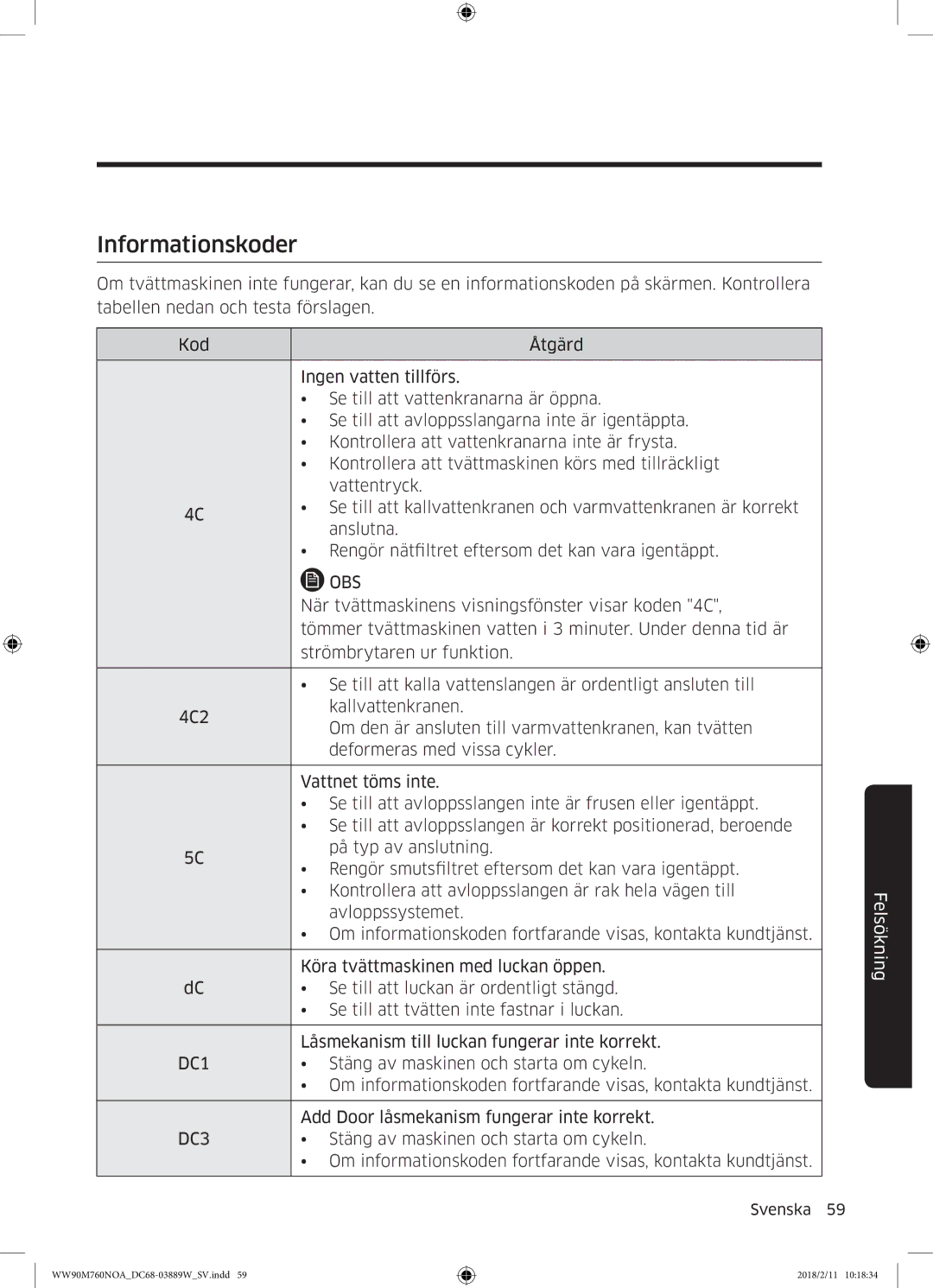 Samsung WW90M760NOA/EE manual Svenska  